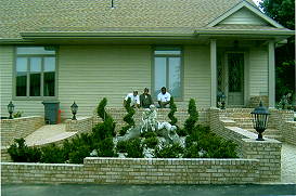 Rock garden, statue & plants